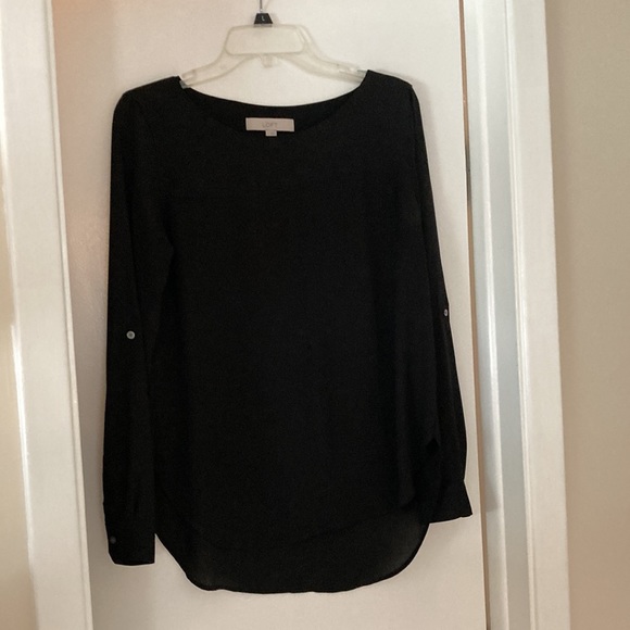 LOFT Long Sleeve Top Size S Black in good condition - Picture 2 of 6